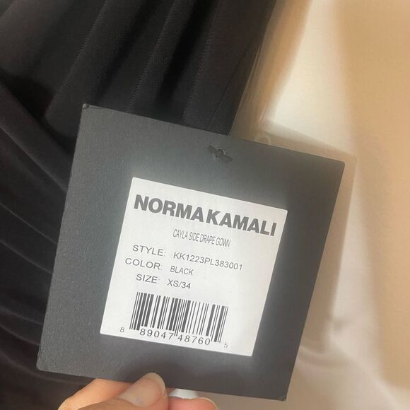 Revolve Norma Kamali Cayla Side Drape Gown in Black NWT XS FLAWED - Picture 6 of 10